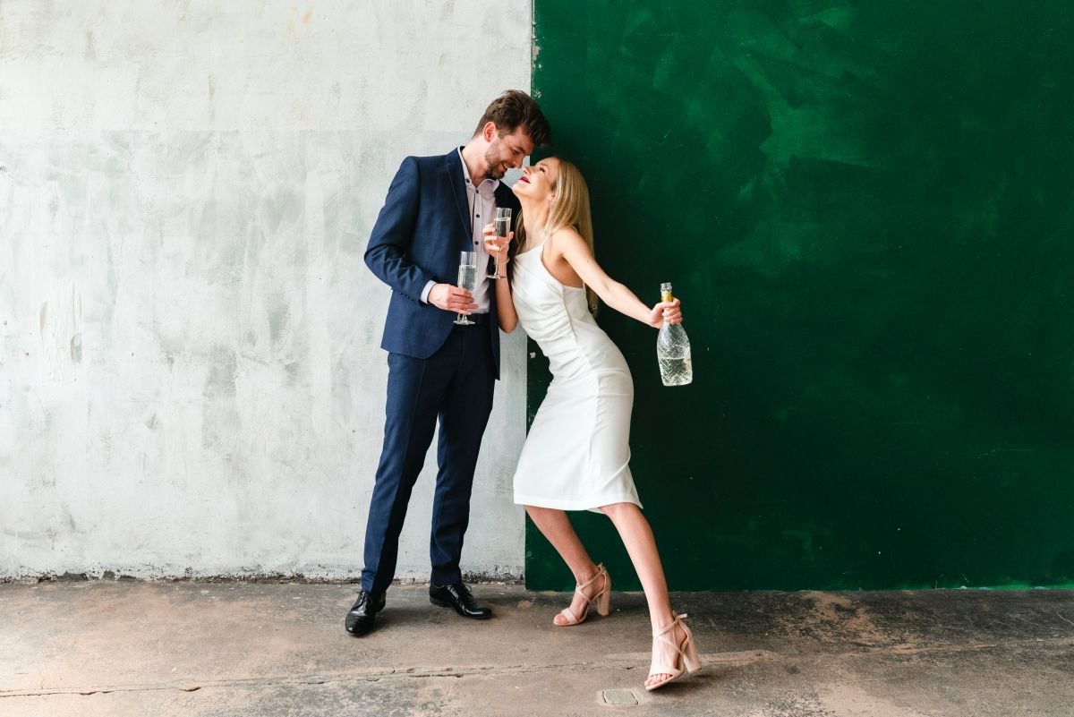 sesja zakochanych z prosecco